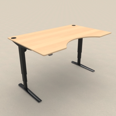 Hæve-/sænkebord | 160x100 cm | Bøg med sort stel