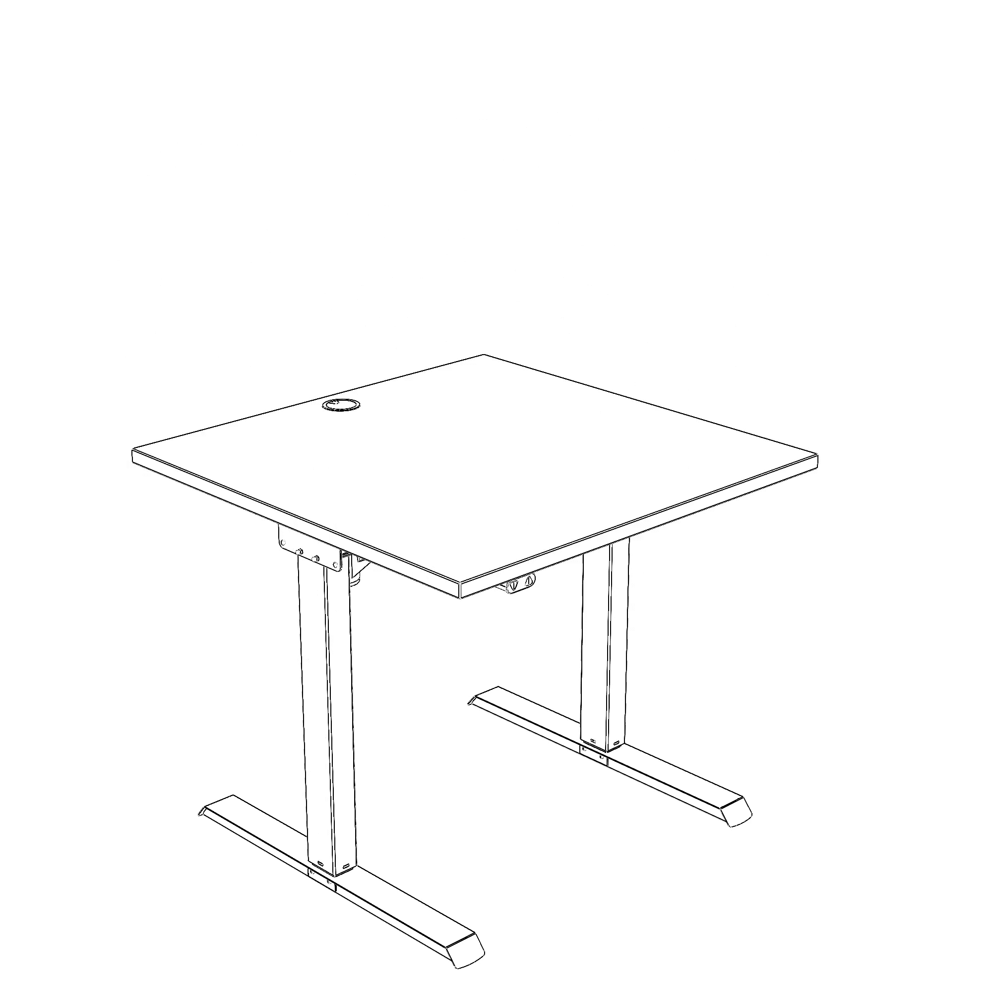 Hæve-/sænkebord | 80x80 cm | Hvid med sort stel