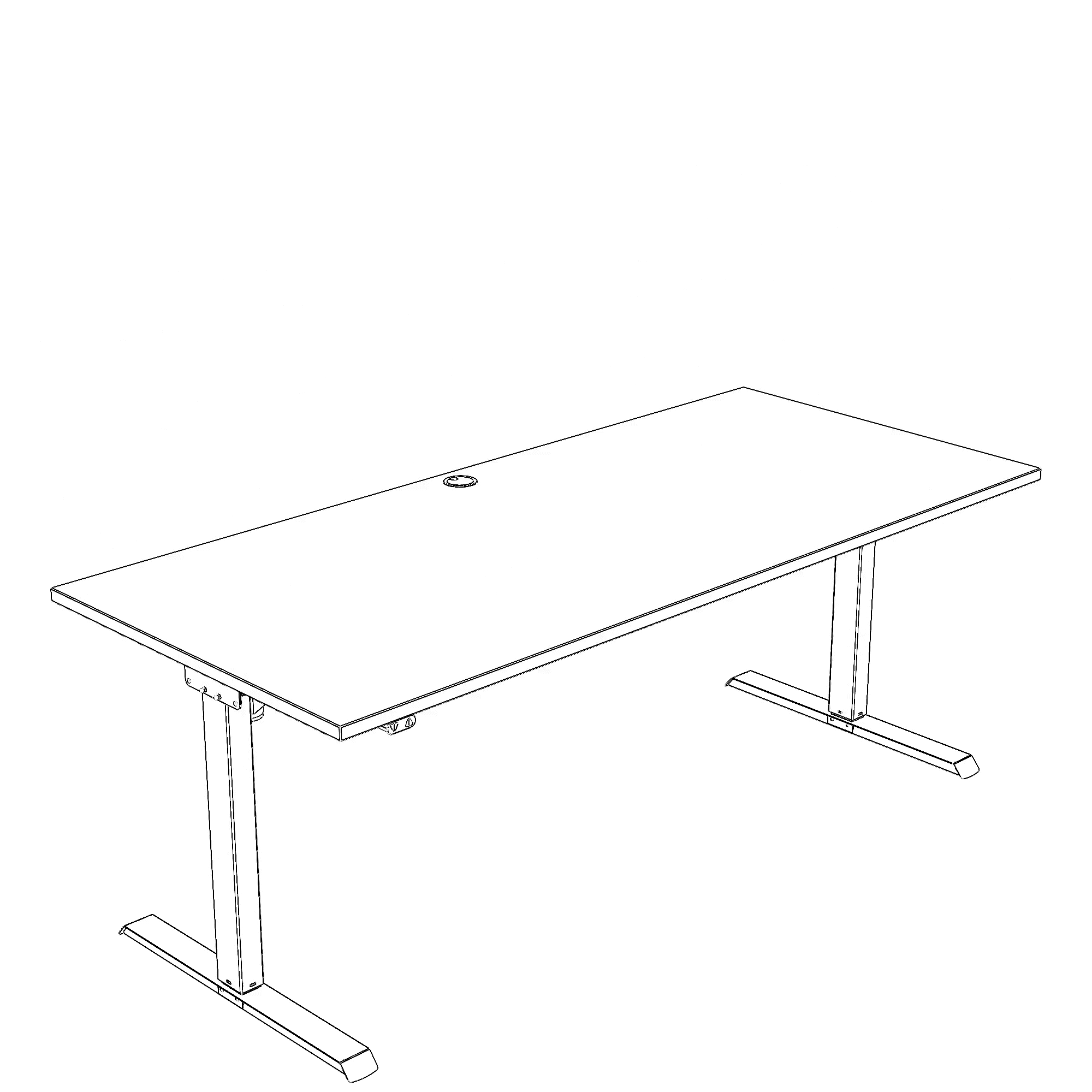 Hæve-/sænkebord | 180x80 cm | Hvid med sort stel