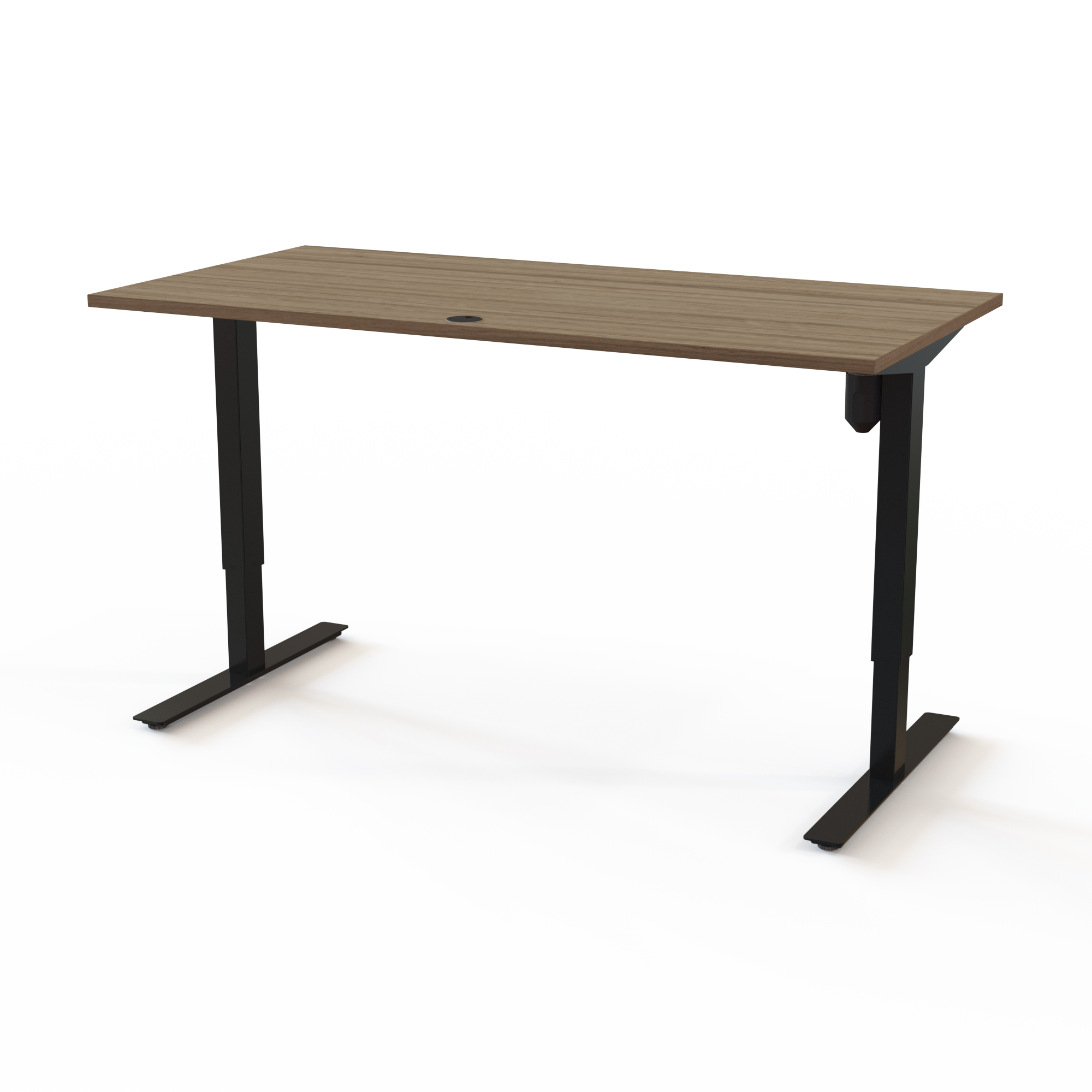 Hæve-/sænkebord | 160x80 cm | Valnød med sort stel