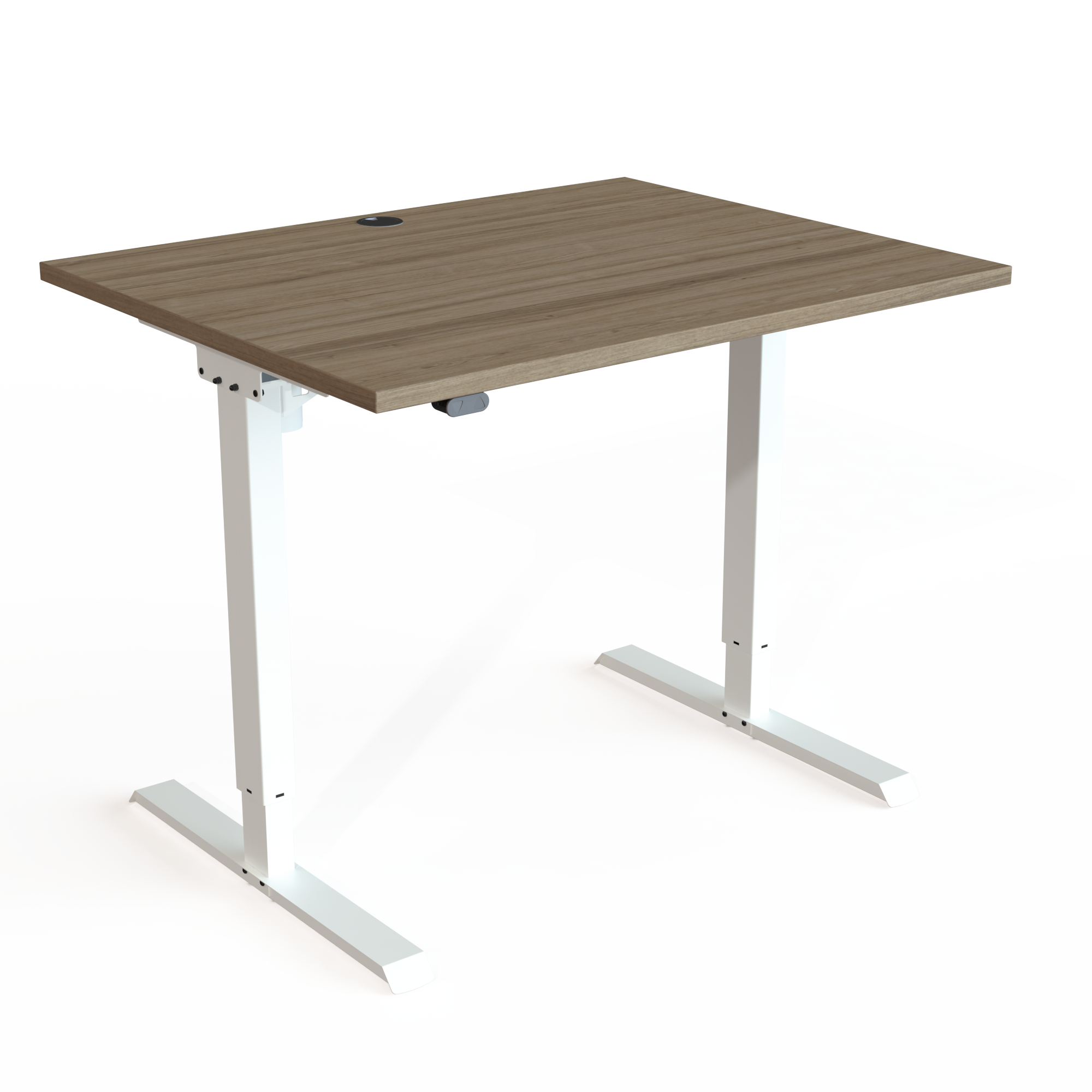 Hæve-/sænkebord | 100x80 cm | Valnød med hvidt stel