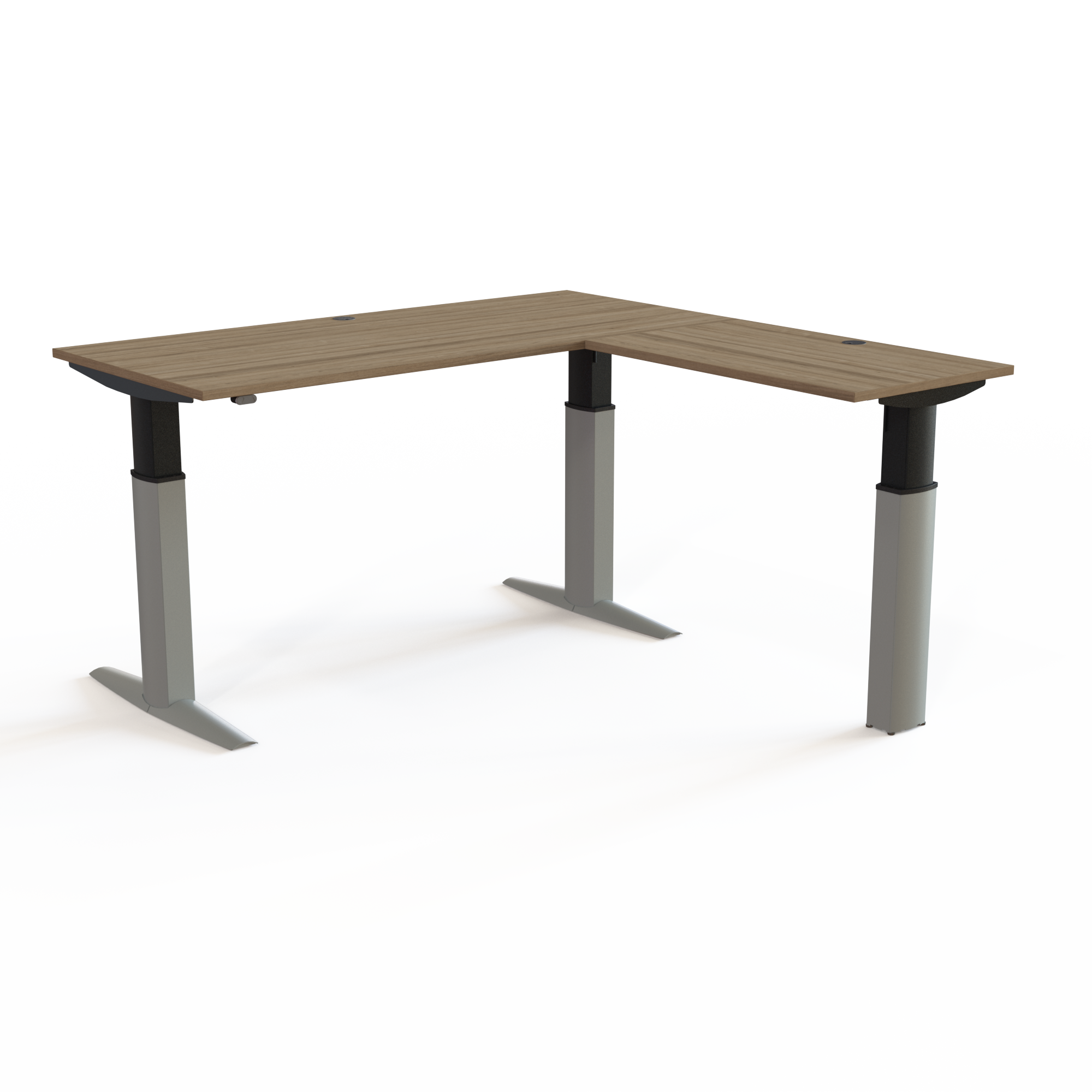 Hæve-/sænkebord | 180x180 cm | Valnød med sølv stel