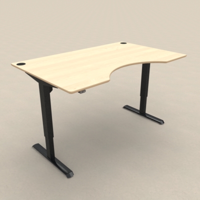 Hæve-/sænkebord | 160x100 cm | Ahorn med sort stel
