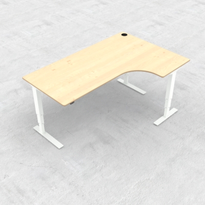 Hæve-/sænkebord | 180x120 cm | Ahorn med hvidt stel
