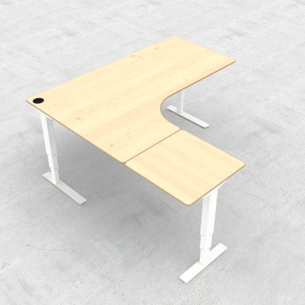 Hæve-/sænkebord | 180x180 cm | Ahorn med hvidt stel