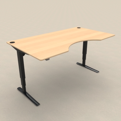 Hæve-/sænkebord | 180x100 cm | Bøg med sort stel