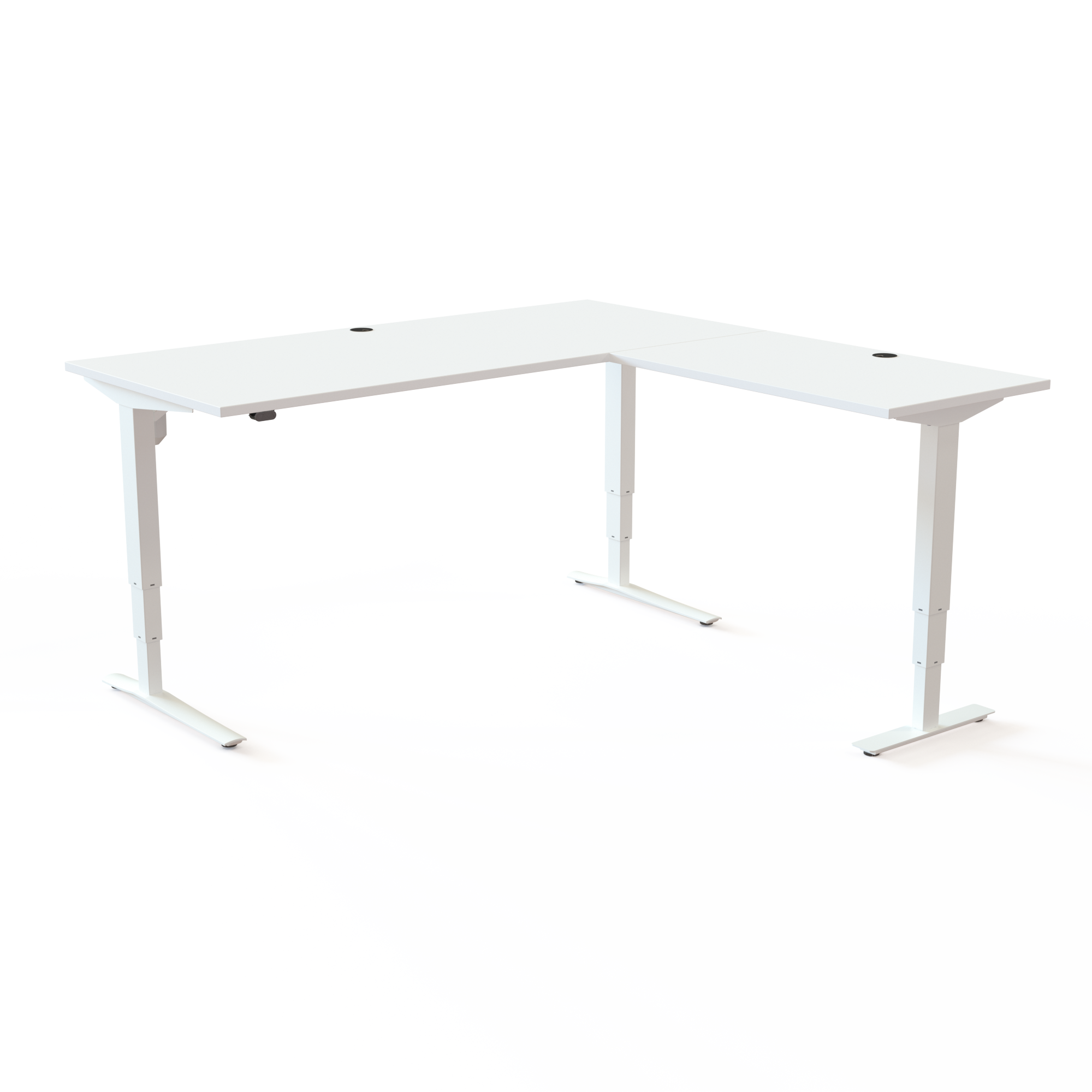 Hæve-/sænkebord | 180x180 cm | Hvid med hvidt stel