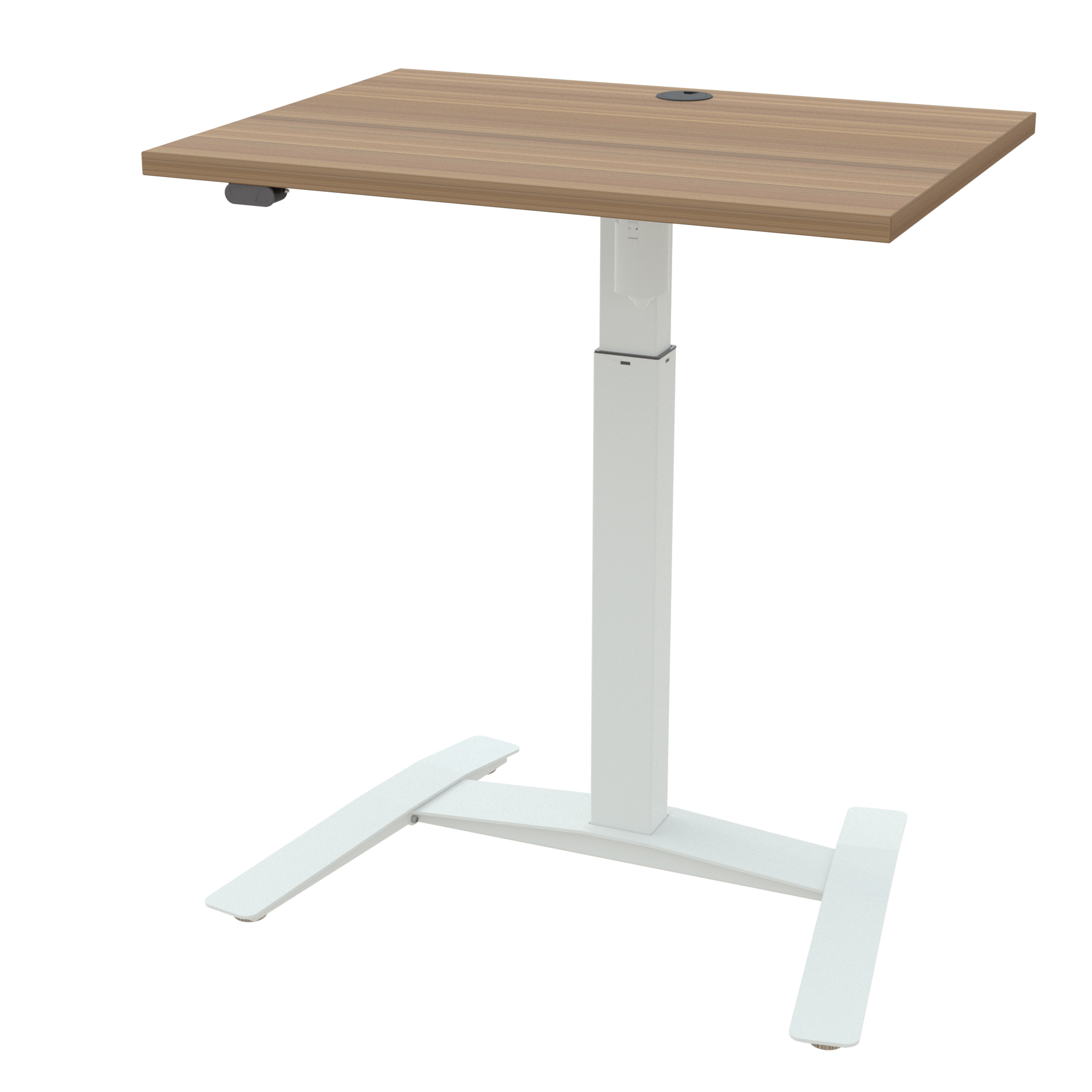 Hæve-/sænkebord | 80x60 cm | Valnød med hvidt stel