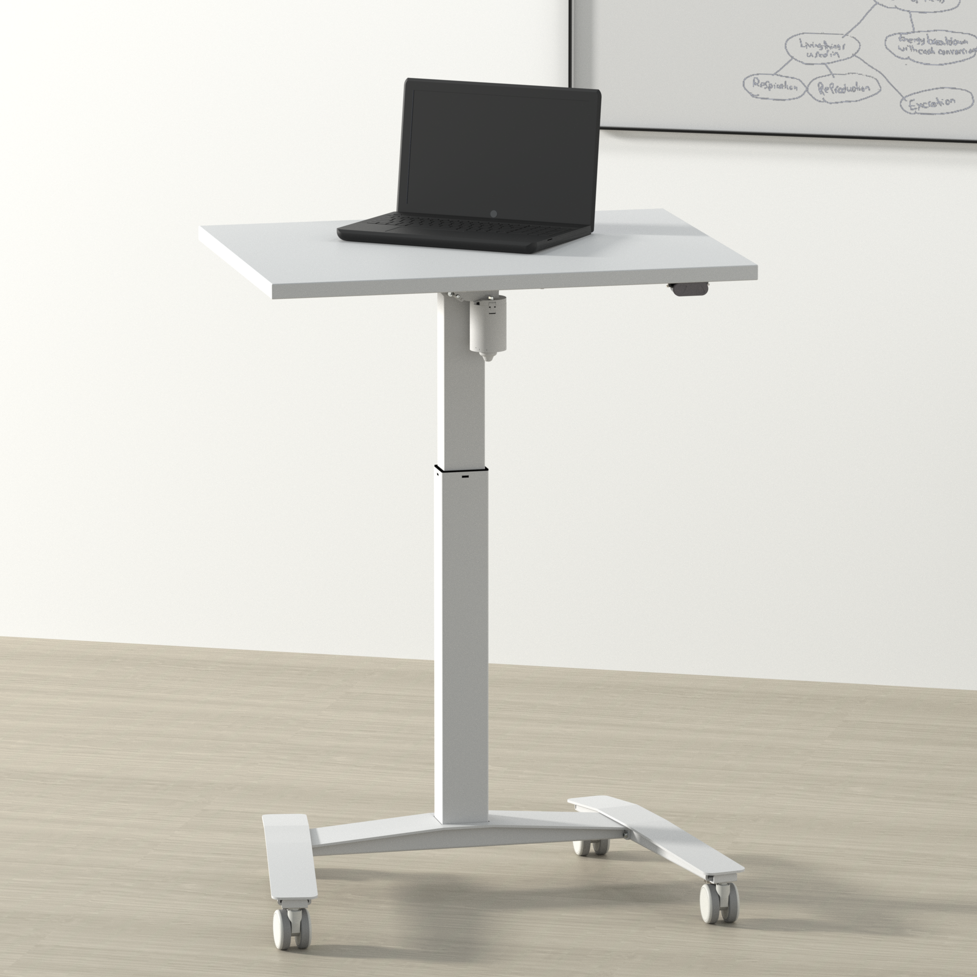 Hæve-/sænkebord | 100x60 cm | Hvid med hvid stel