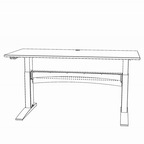 Hæve-/sænkebord | 180x80 cm | Hvid med sølv stel