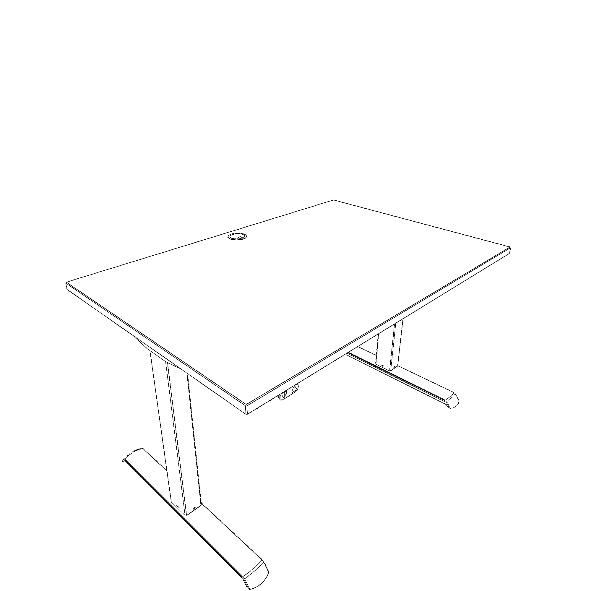 Hæve-/sænkebord | 120x80 cm | Hvid med hvidt stel