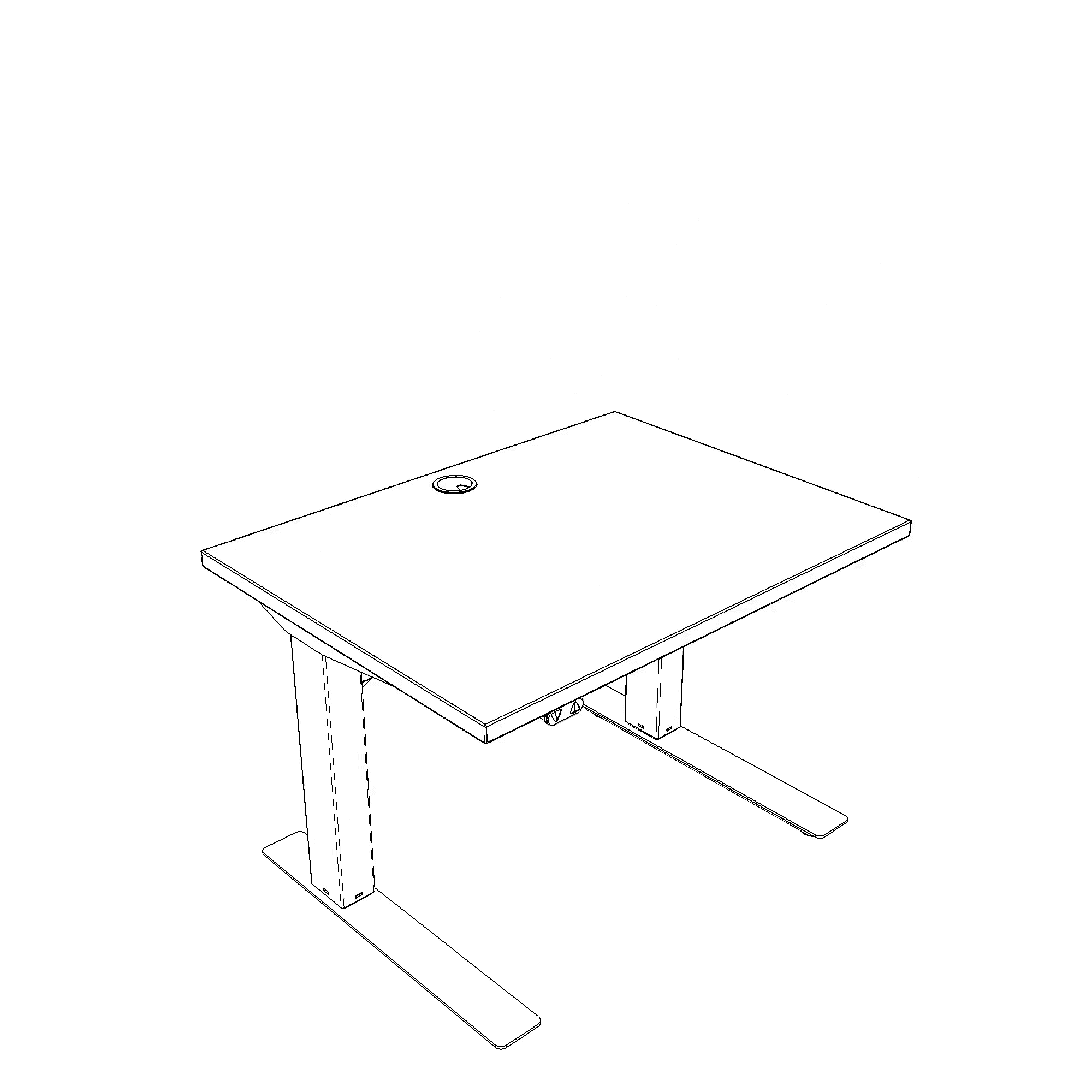Hæve-/sænkebord | 80x60 cm | Hvid med sort stel