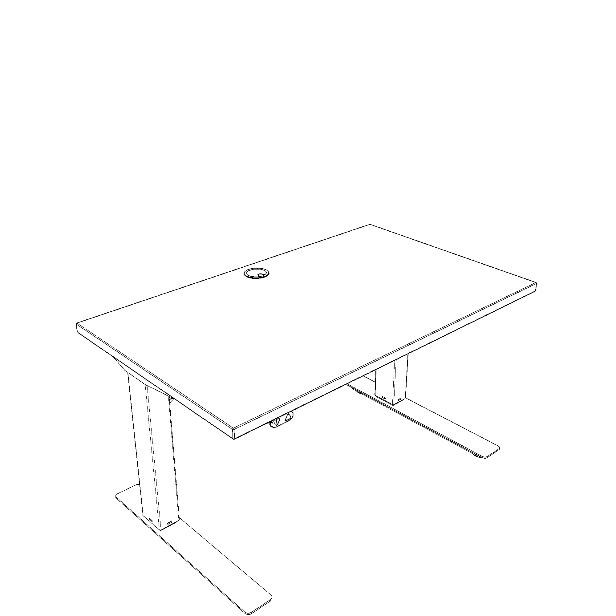 Hæve-/sænkebord | 100x60 cm | Hvid med sølv stel