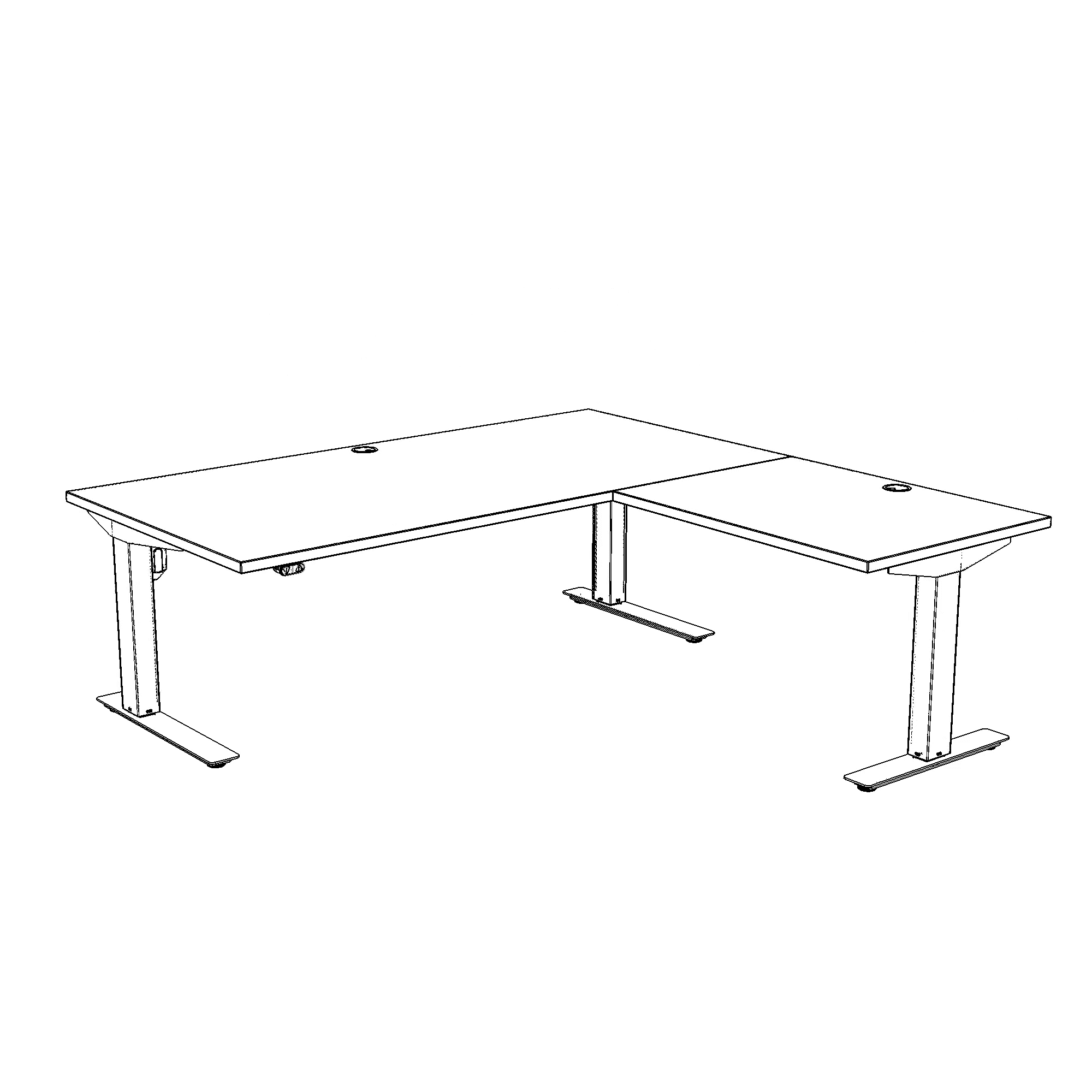 Hæve-/sænkebord | 160x160 cm | Valnød med sort stel