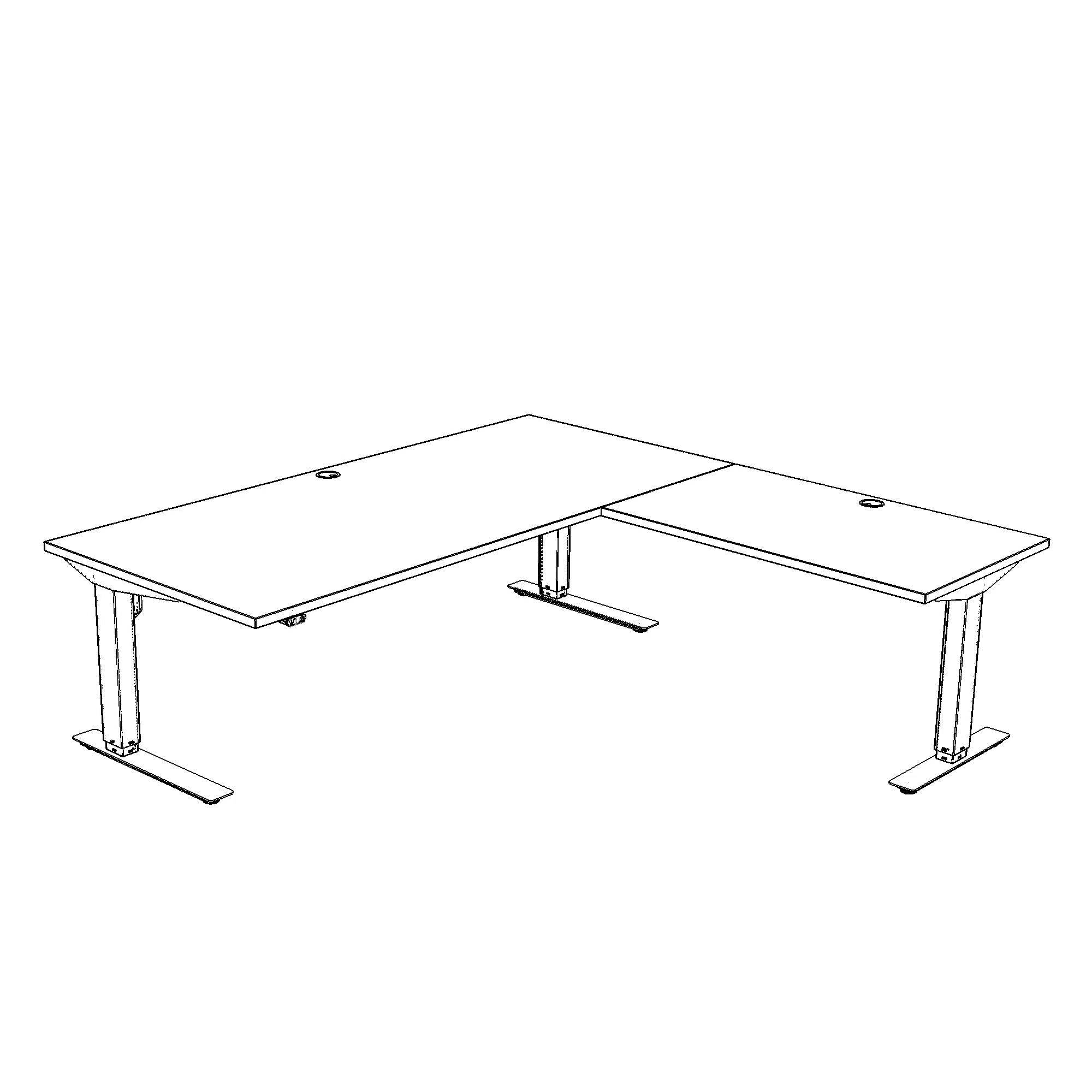 Hæve-/sænkebord | 180x180 cm | Valnød med hvidt stel
