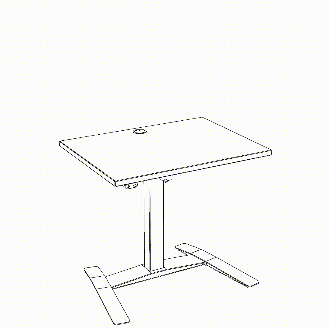 Hæve-/sænkebord | 100x60 cm | Hvid med hvid stel