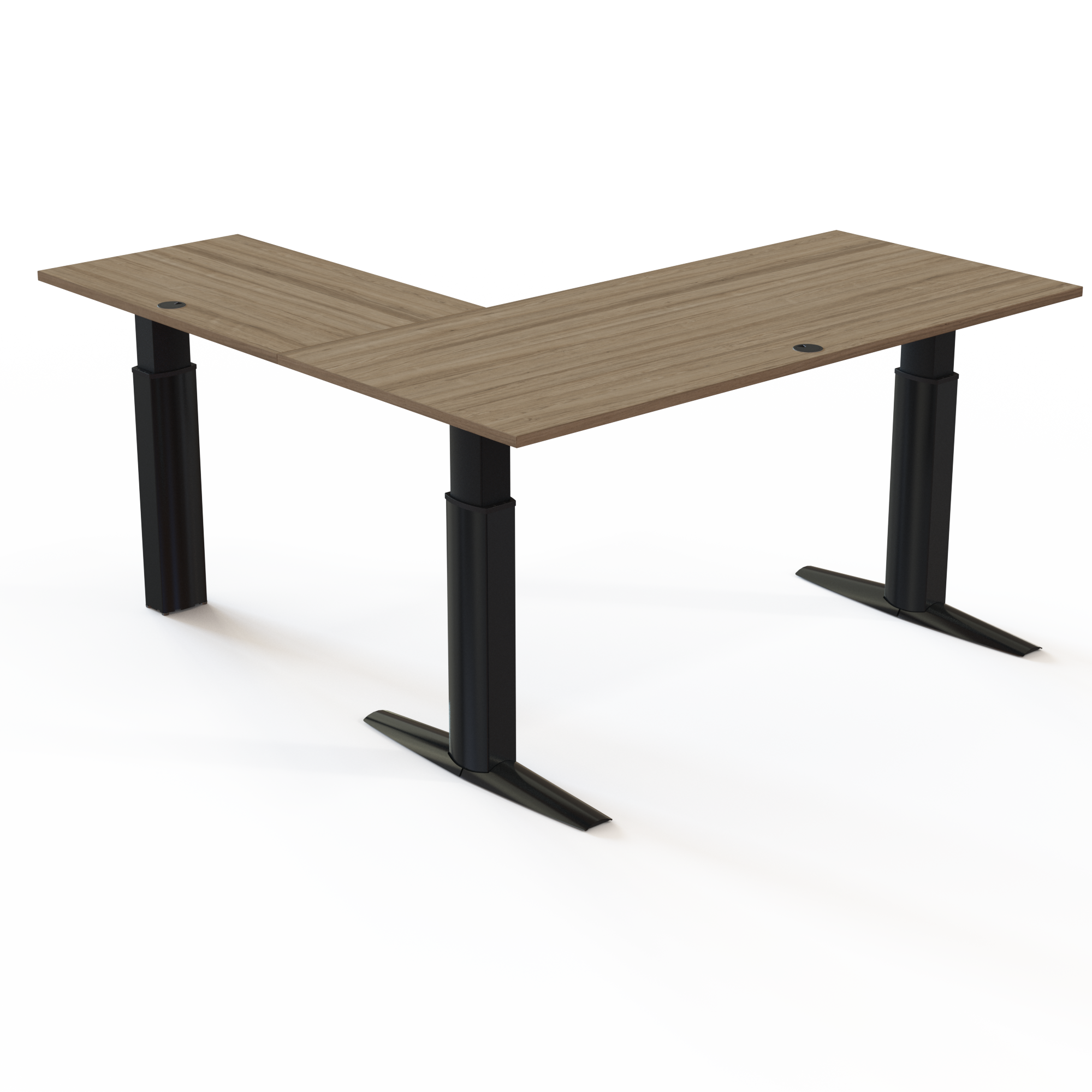 Hæve-/sænkebord | 180x180 cm | Valnød med sort stel