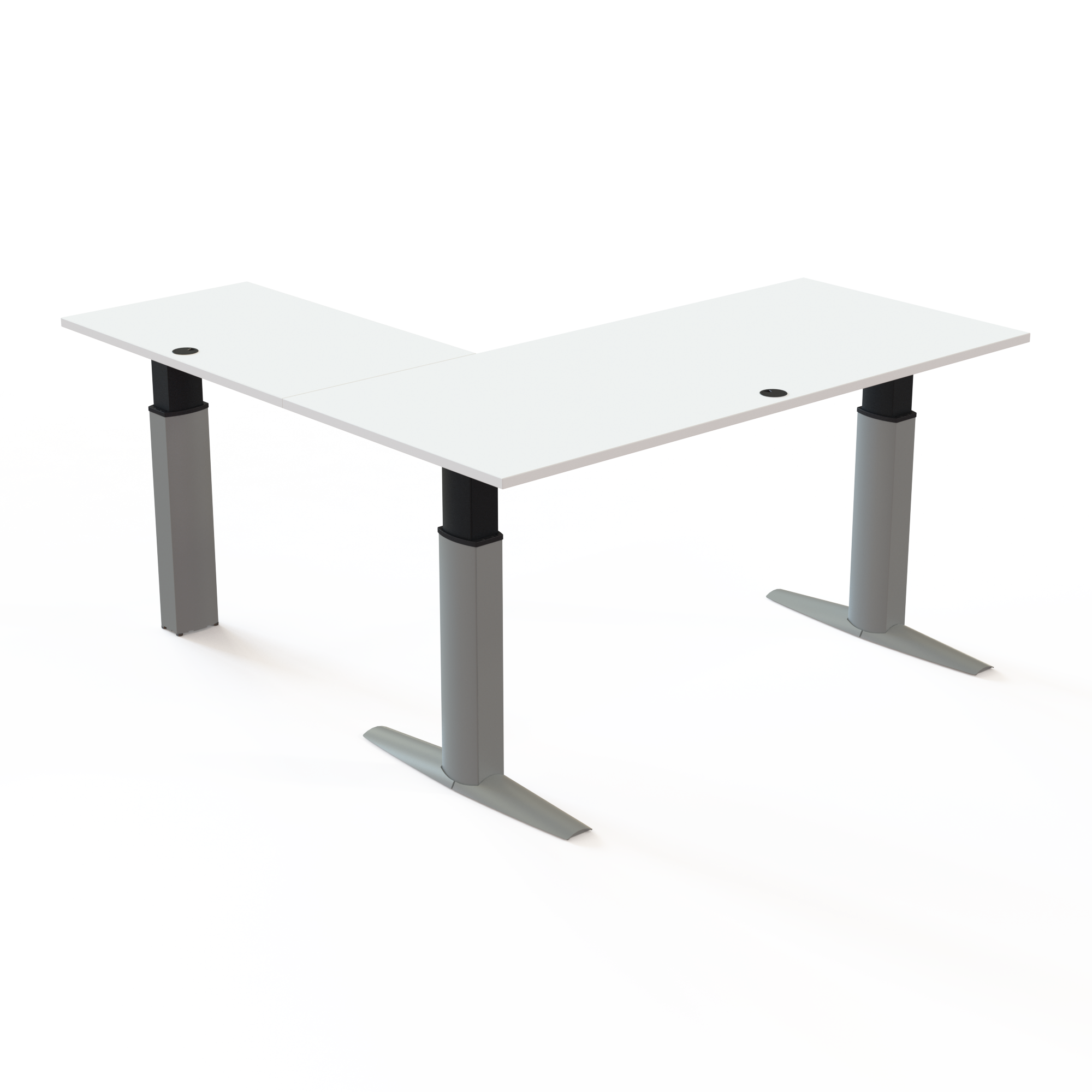 Hæve-/sænkebord | 180x180 cm | Hvid med sølv stel