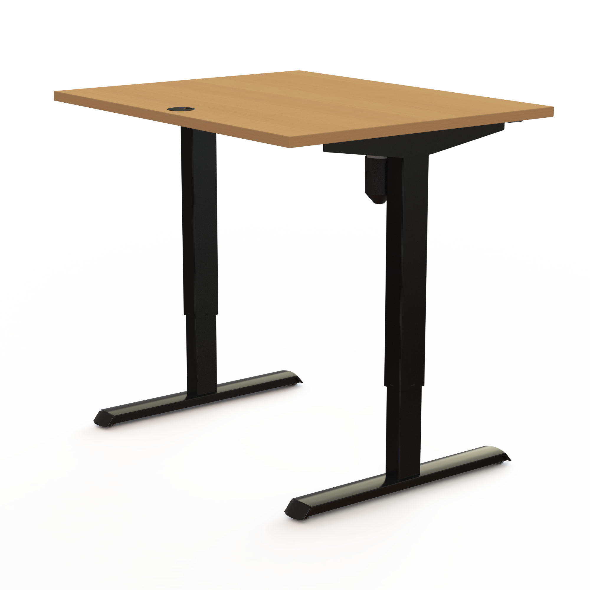 Hæve-/sænkebord | 100x80 cm | Bøg med sort stel