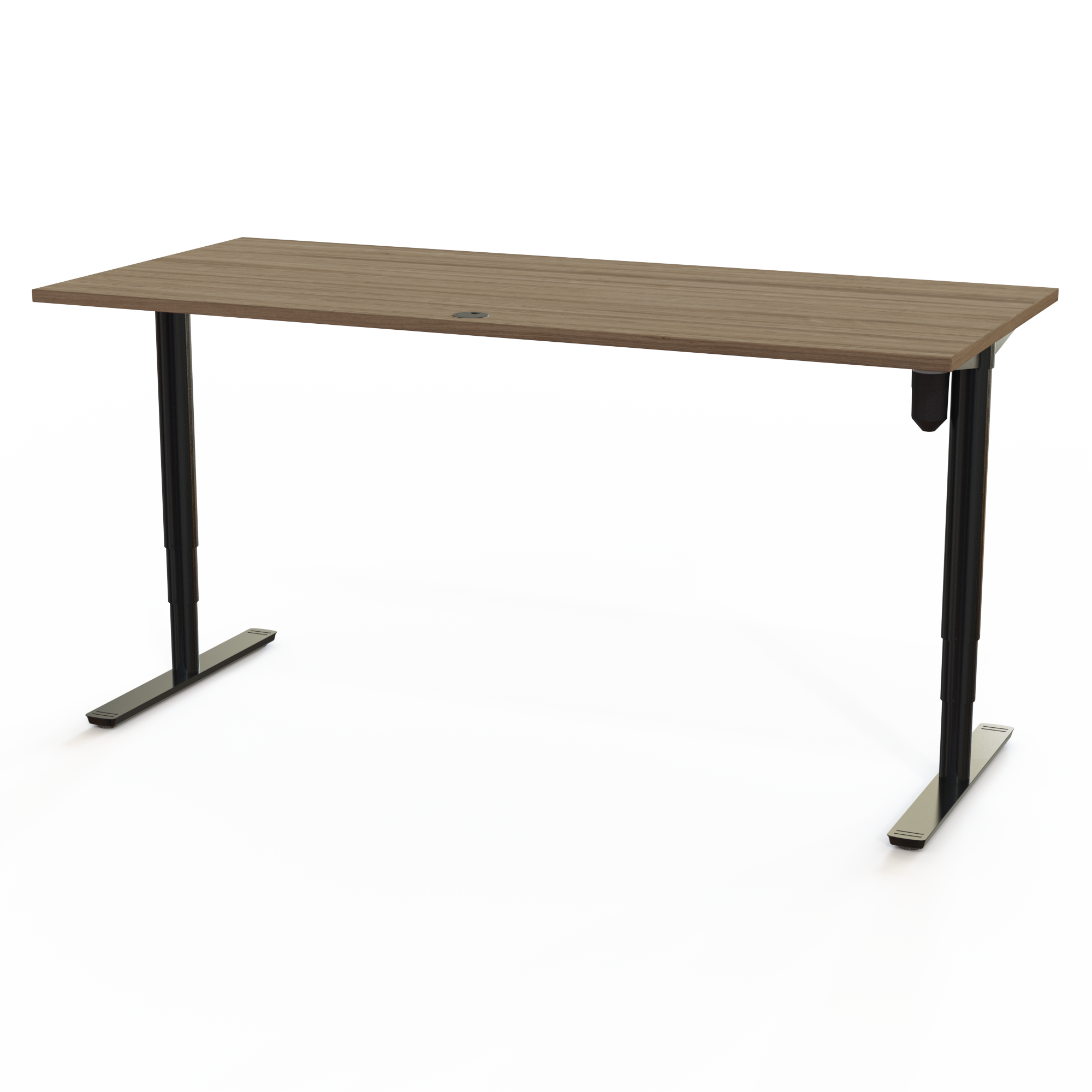 Hæve-/sænkebord | 180x80 cm | Valnød med sort stel