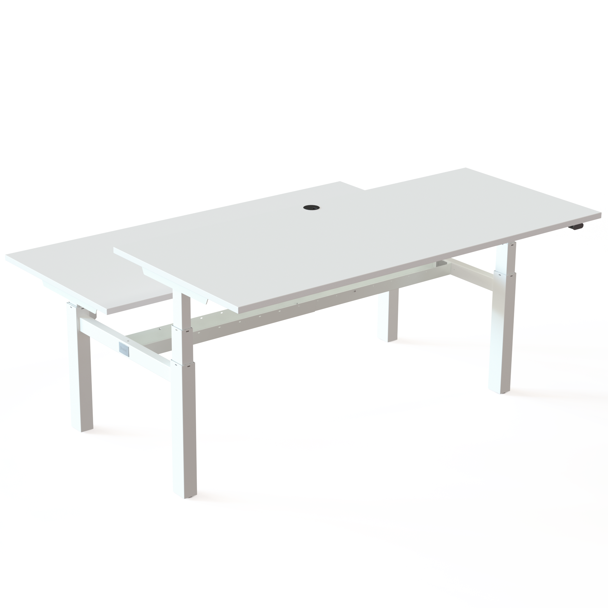 Hæve-/sænkebord | 180x80 cm | Hvid med hvidt stel